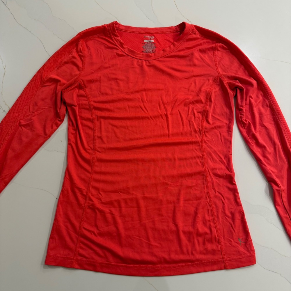 Danskin Now Womens Red Dri-More Long Sleeve Activewear Workout Top Small 4-6